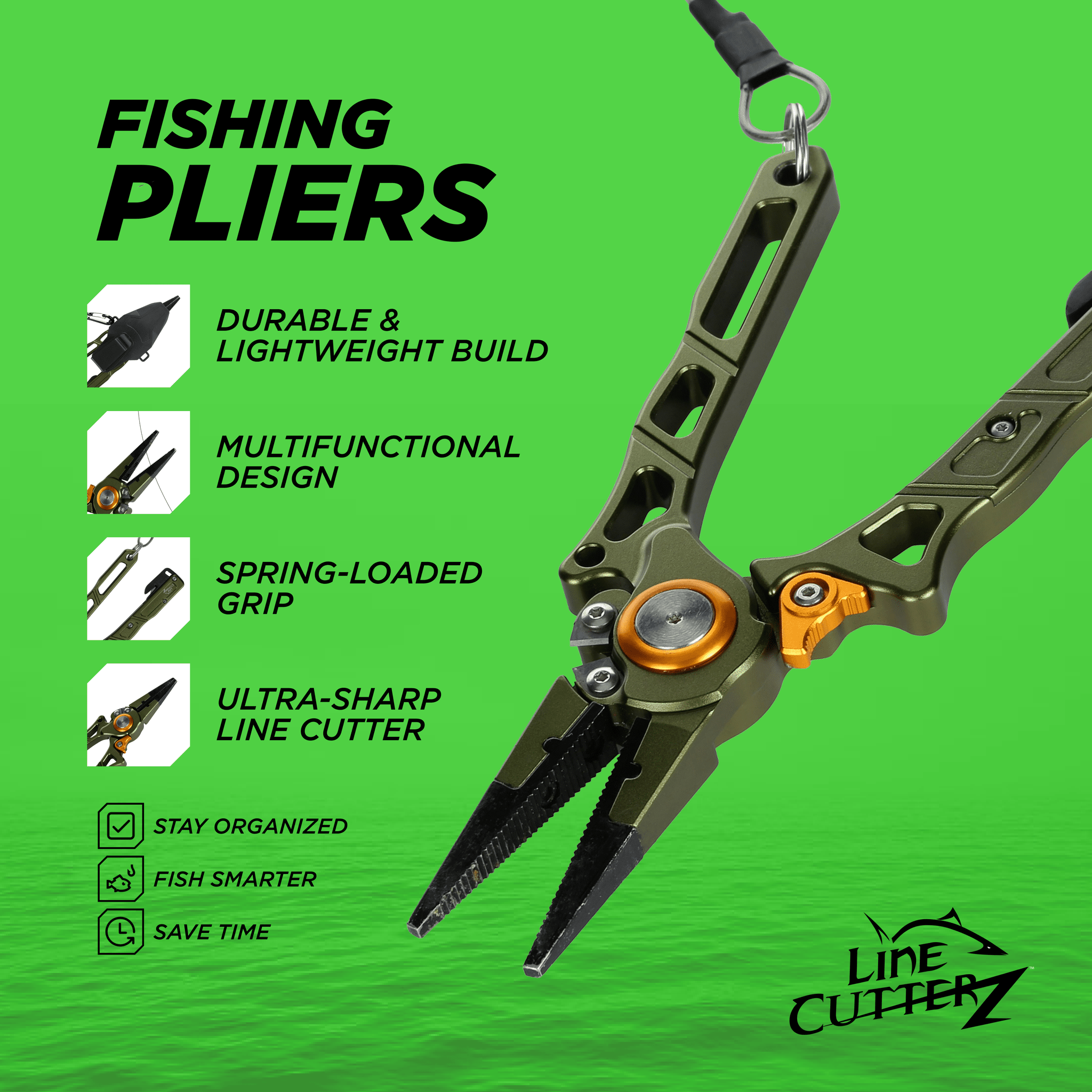 Line Cutterz™ Elite Fishing Pliers with Patented Ceramic Line Cutter