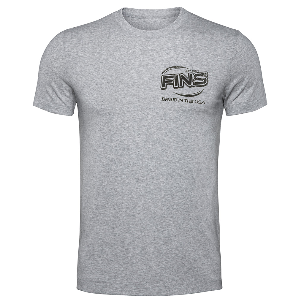 FINS Braid in the USA Grey Short Sleeve T-Shirt Front