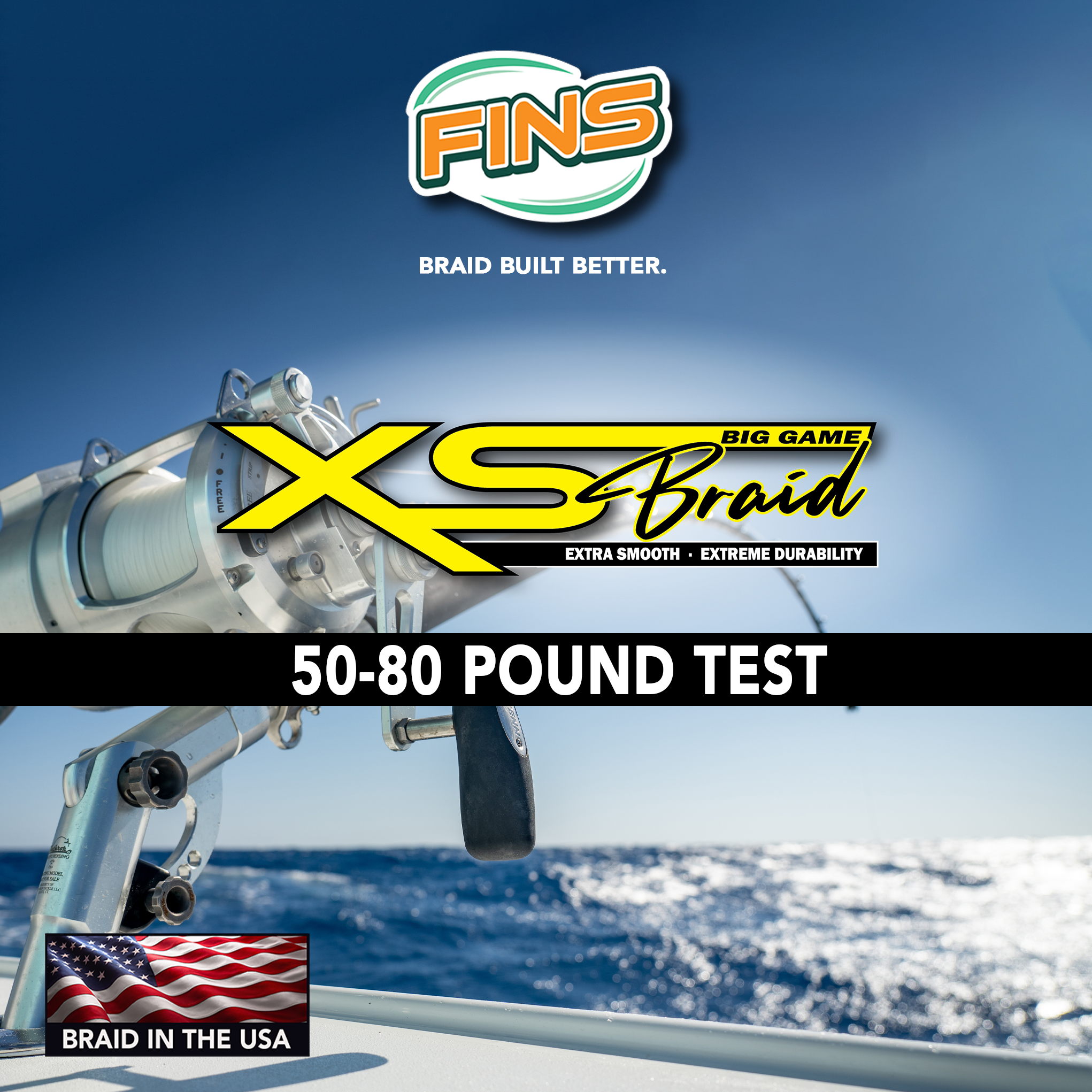 XS Big Game Braided Fishing Line Pound Test 50-80