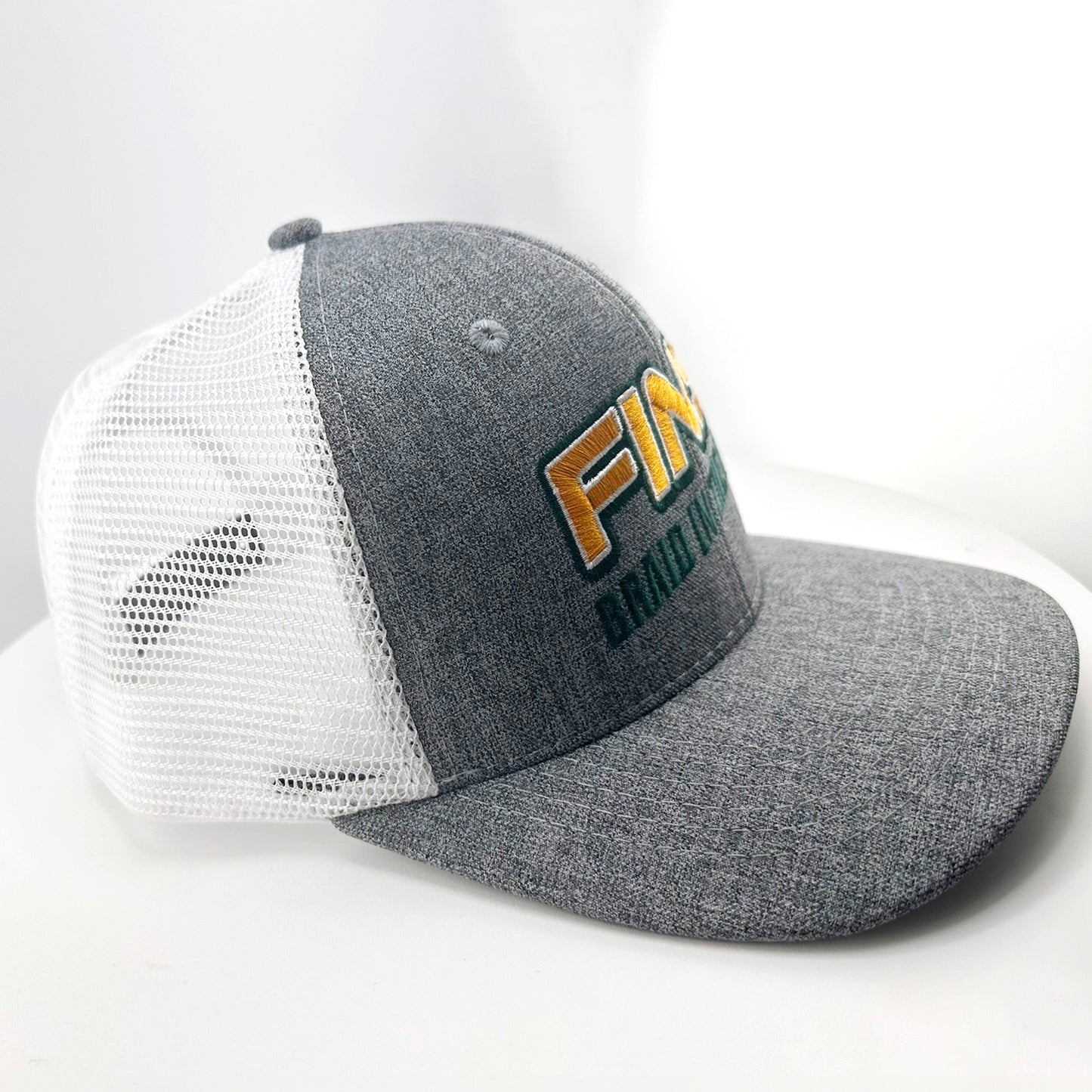FINS grey and white snap-back FINS Braid in the USA Hat