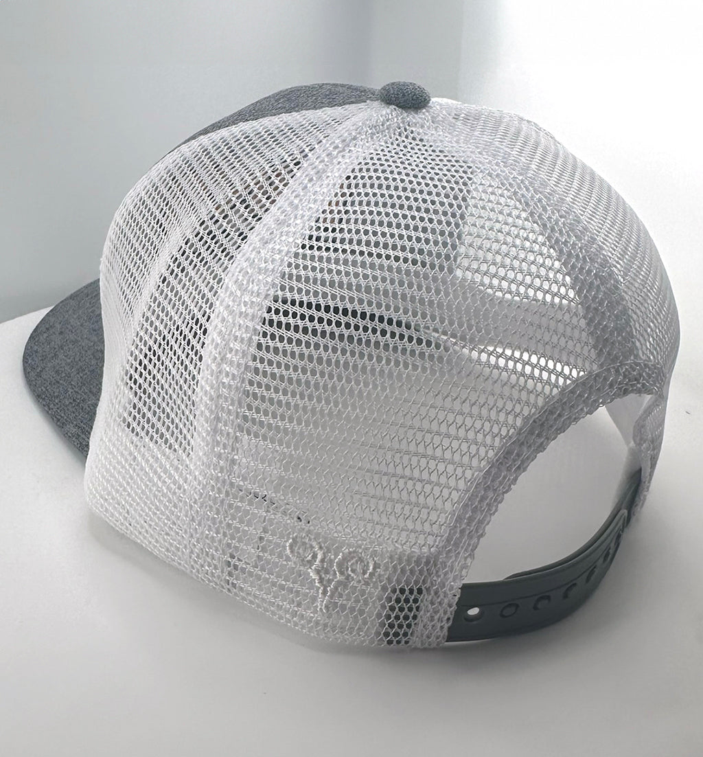 FINS grey and white snap-back FINS Braid in the USA Hat