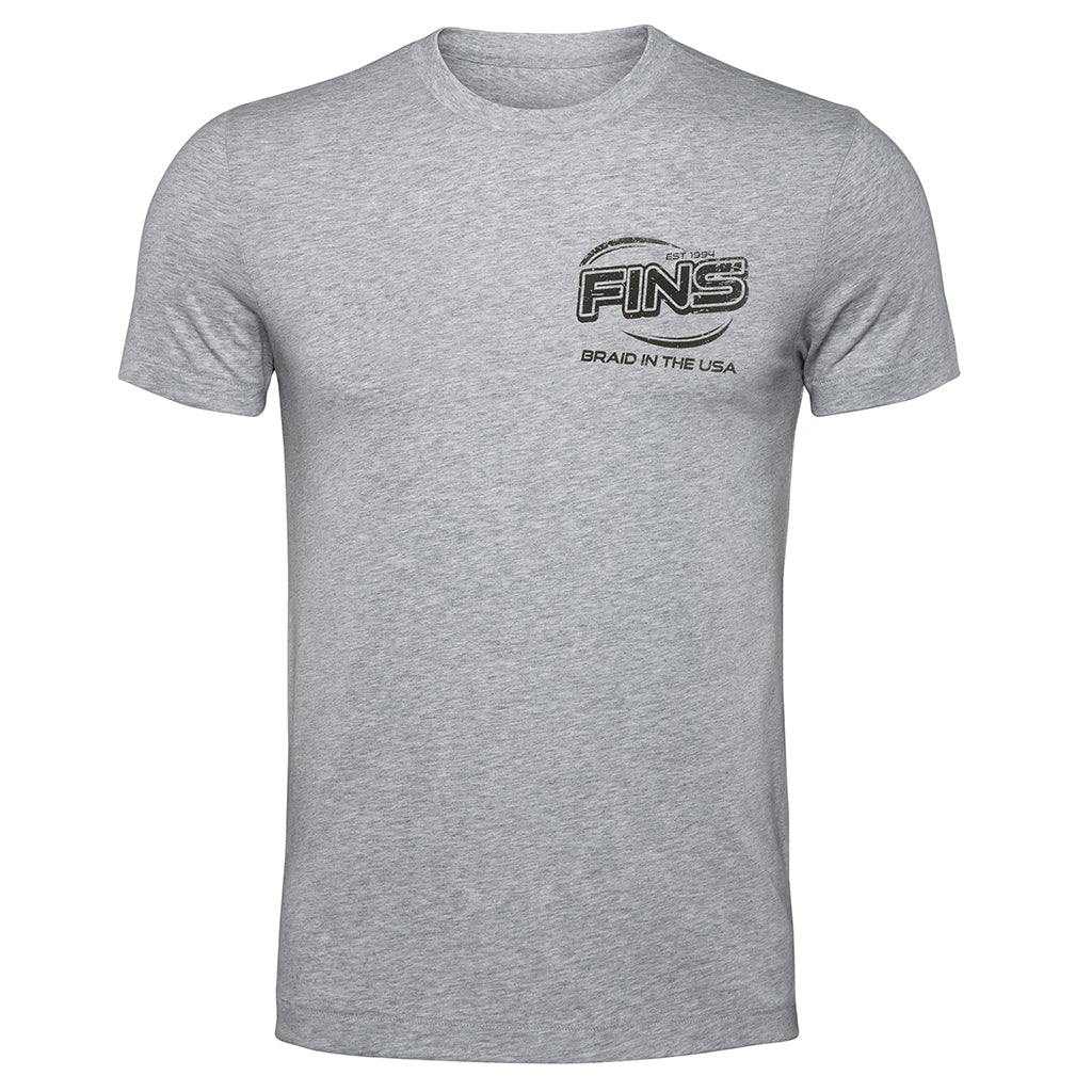 FINS Braid in the USA Grey Short Sleeve T-Shirt Front