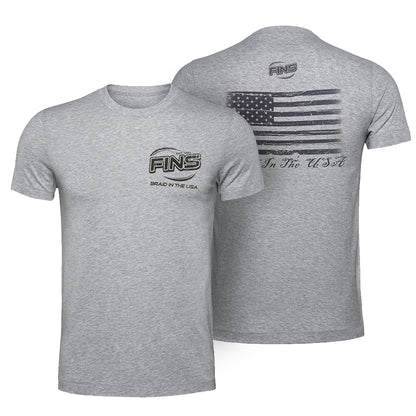  FINS Braid in the USA Grey Short Sleeve T-Shirt Front and Back