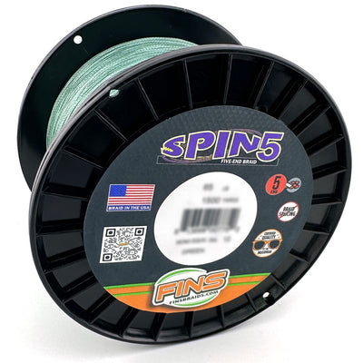 Large Spool Green FINS Spin5 Fishing Braid