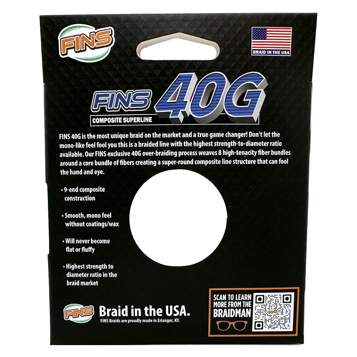 Box Back Fins 40g Braided Fishing Line Pound Test 65-100