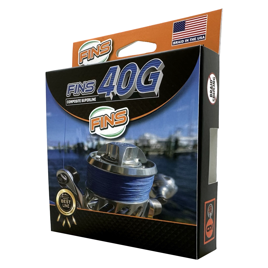 Box left side Fins 40g Braided Fishing Line Pound Test 65-100
