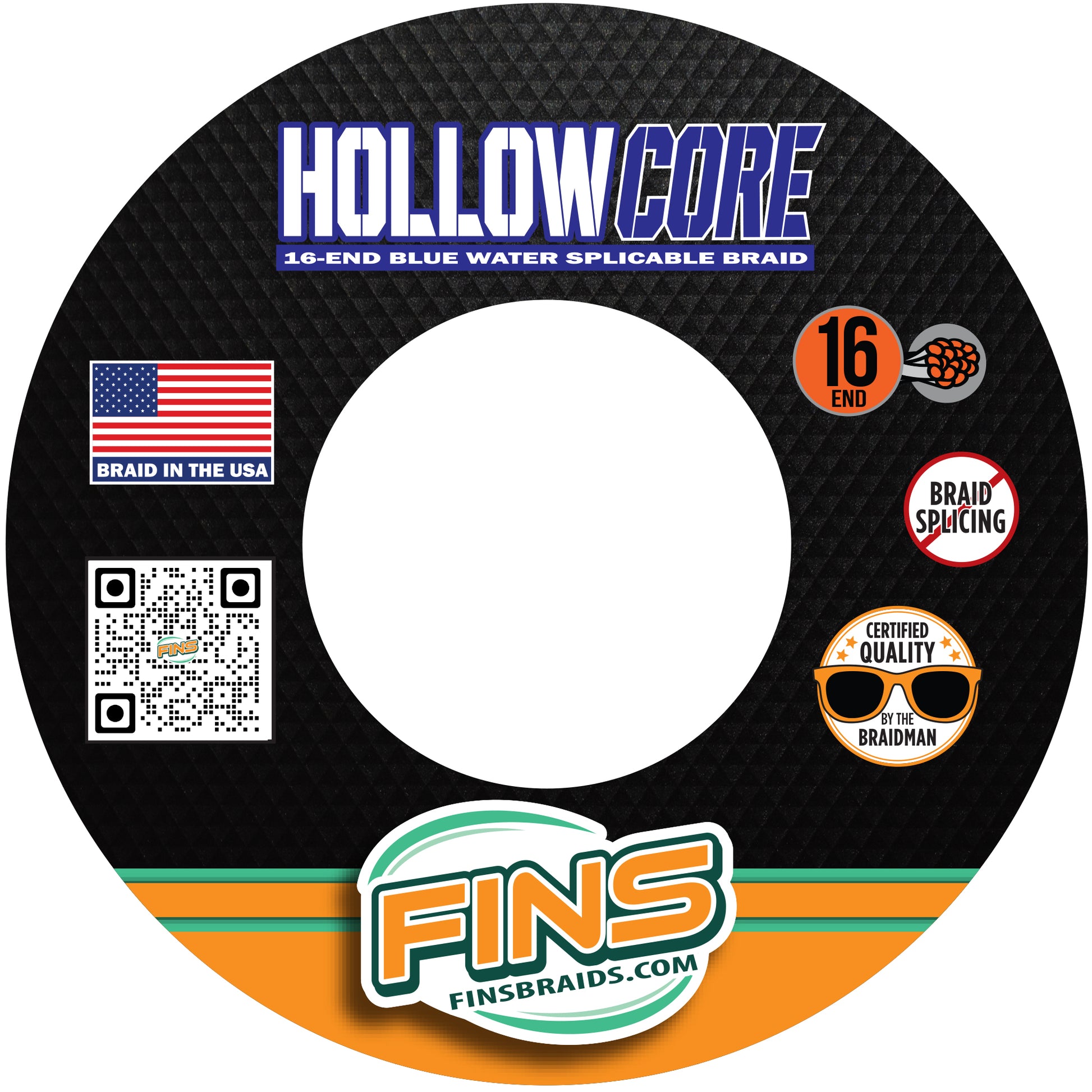 Fins Hollow Core Braided Line - White - 80lb - 4800yd