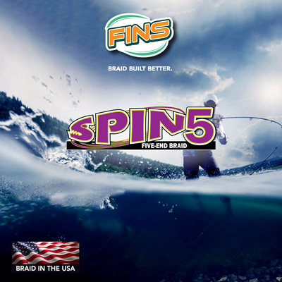 FINS Spin5 is constructed with a unique 5-end braid structure resulting in increased roundness over a 4-end braid pattern. Unlike inferior, stiff, imported braided lines, our FINS Spin5 has just the right amount of body that will ensure it pays off your reel smoothly and through guides without bounce for noticeably longer casts. 