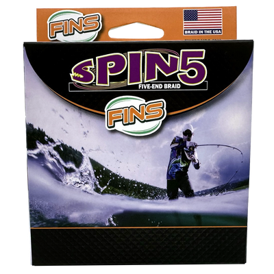 FINS Spin5 is constructed with a unique 5-end braid structure resulting in increased roundness over a 4-end braid pattern. Unlike inferior, stiff, imported braided lines, our FINS Spin5 has just the right amount of body that will ensure it pays off your reel smoothly and through guides without bounce for noticeably longer casts. 